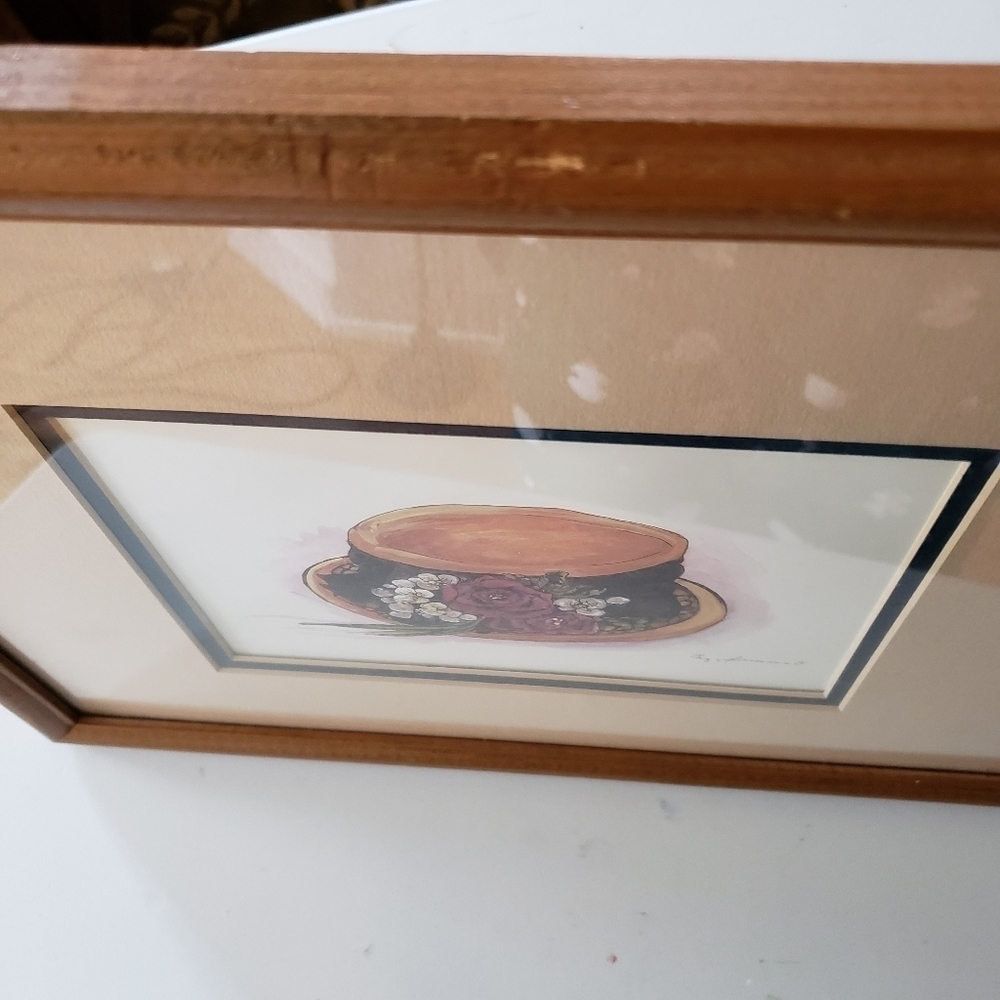PEGGY Abrams Vintage Hat Prints Matted and Framed - Picture 5 of 7